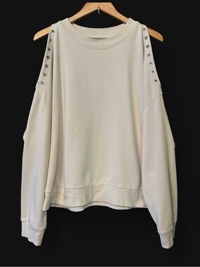 AllSaints Cruz Unai Cold Shoulder Sweatshirt with Grommets. Size L